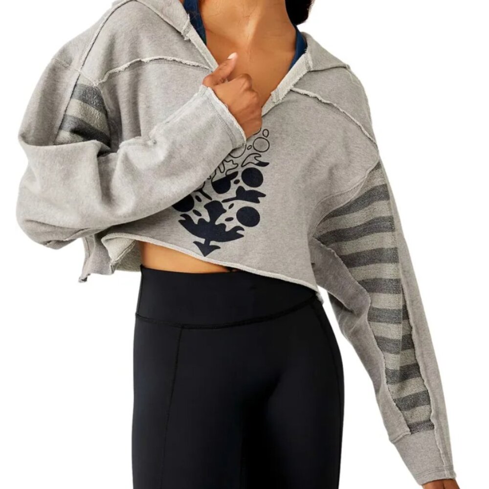 NWT Free People Movement Nights Like This Gray Graphic Hoodie